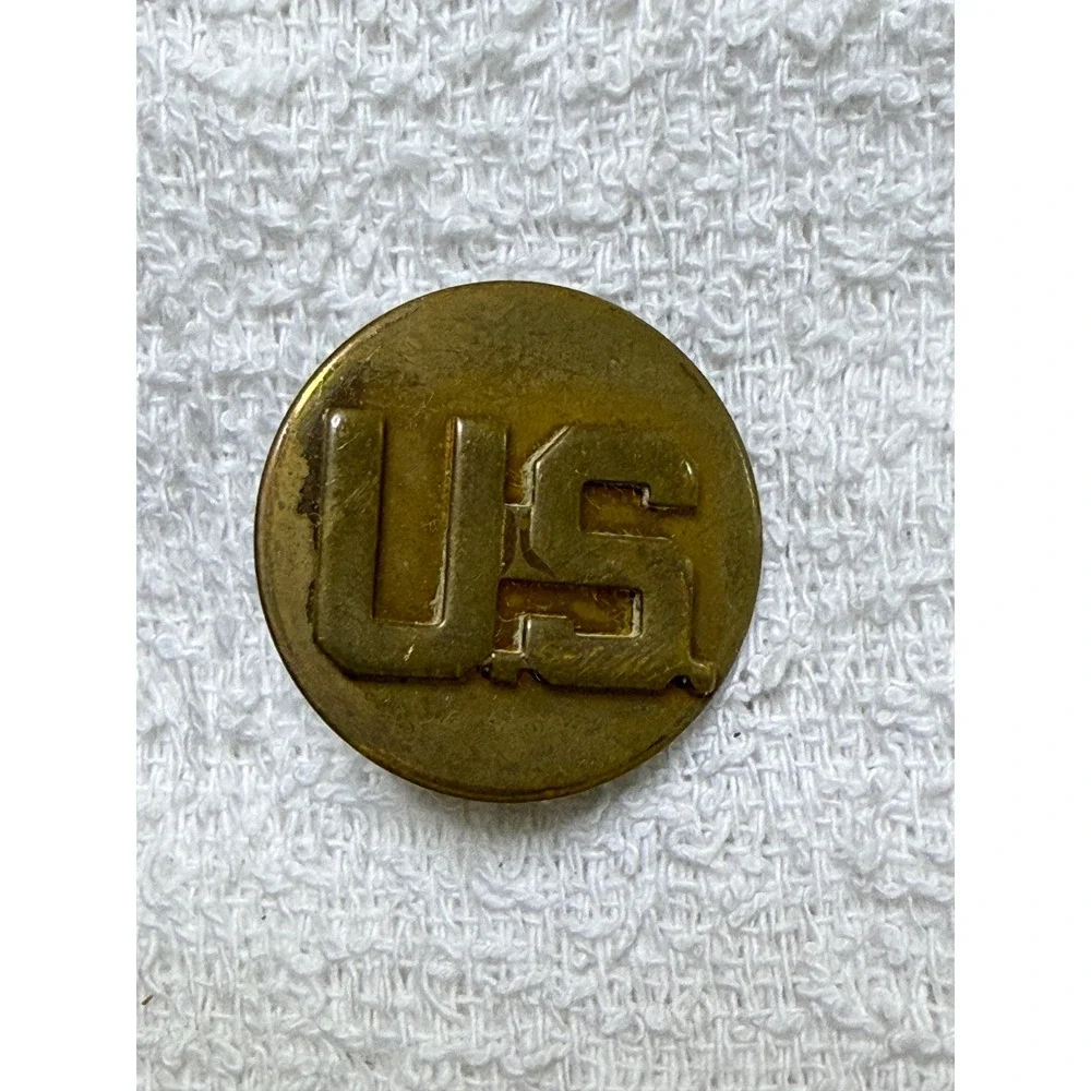 Vintage‎ US Army Military Uniform Button Pinback Brass Gold Tone